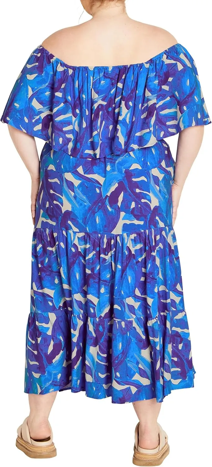 City Chic Women's Maxi Dress-Boardwalk Print