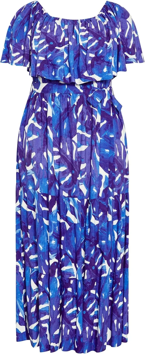 City Chic Women's Maxi Dress-Boardwalk Print