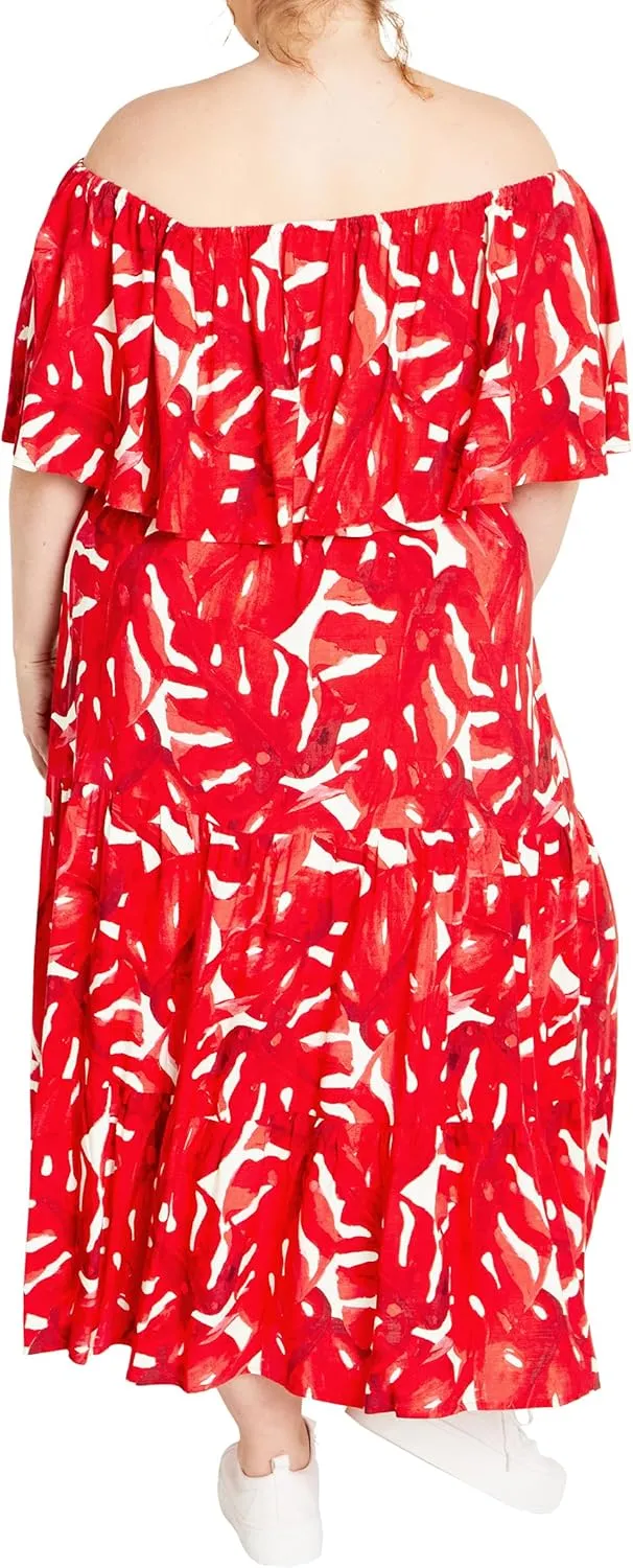 City Chic Women's Maxi Dress-Boardwalk Print
