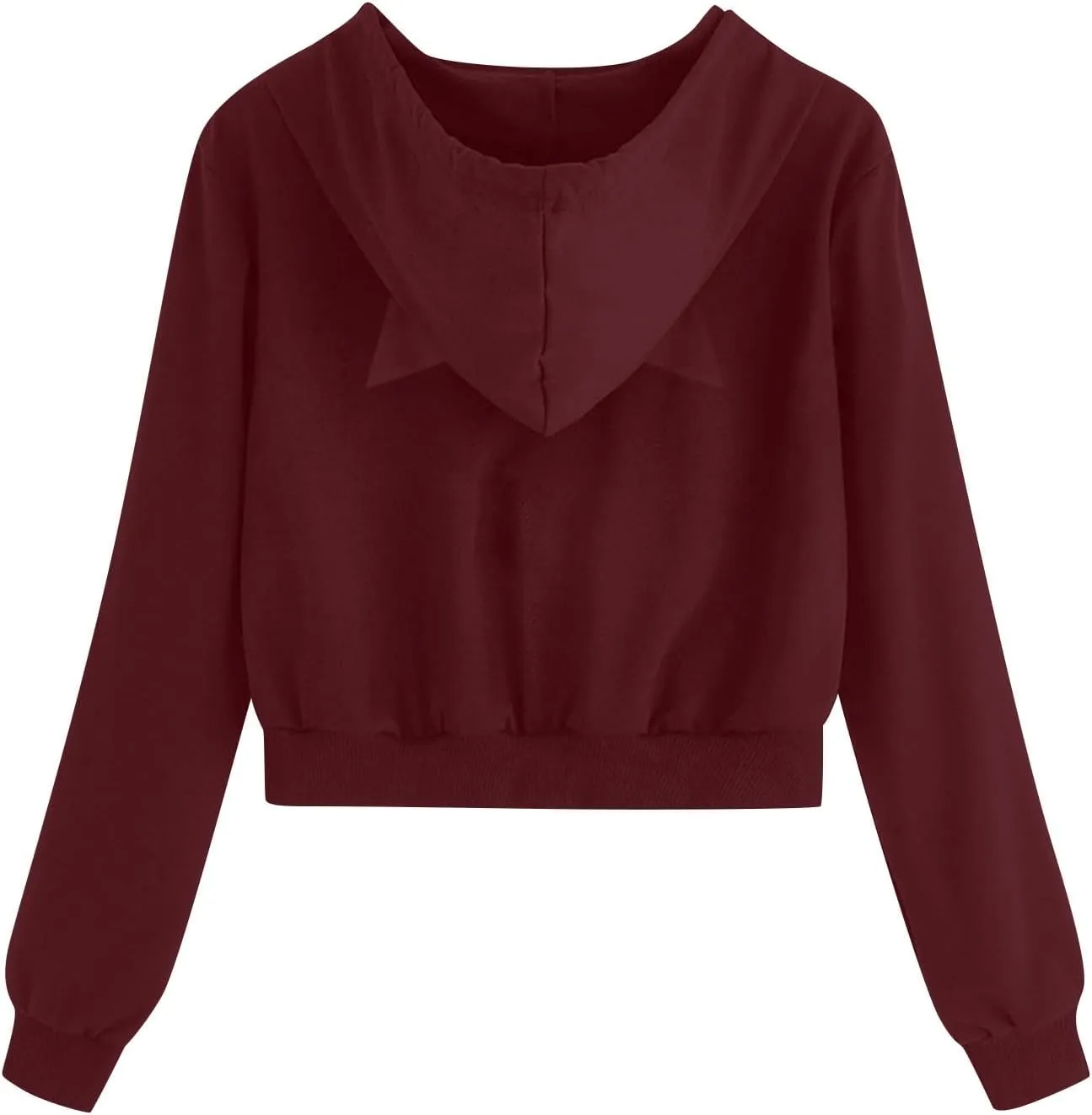 Cute Cat Ear Hoodies for Women Teen Girls Y2K Crop Tops Zip Up Long Sleeve Drawstring Hooded Jackets with Pockets