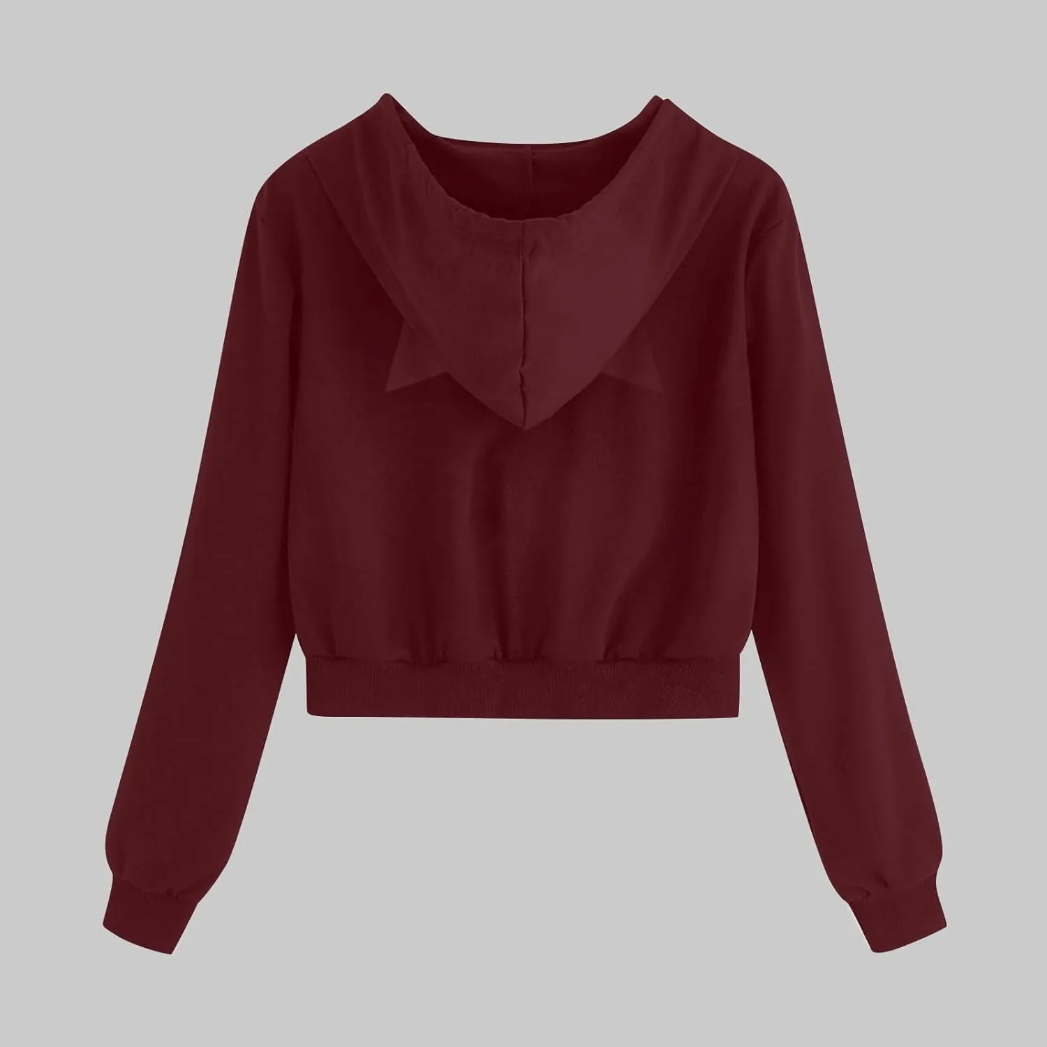Cute Cat Ear Hoodies for Women Teen Girls Y2K Crop Tops Zip Up Long Sleeve Drawstring Hooded Jackets with Pockets