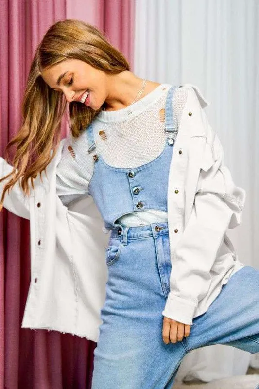 Davi & Dani Multi Color Rock & Roll Logo Fringed Hem Shirt