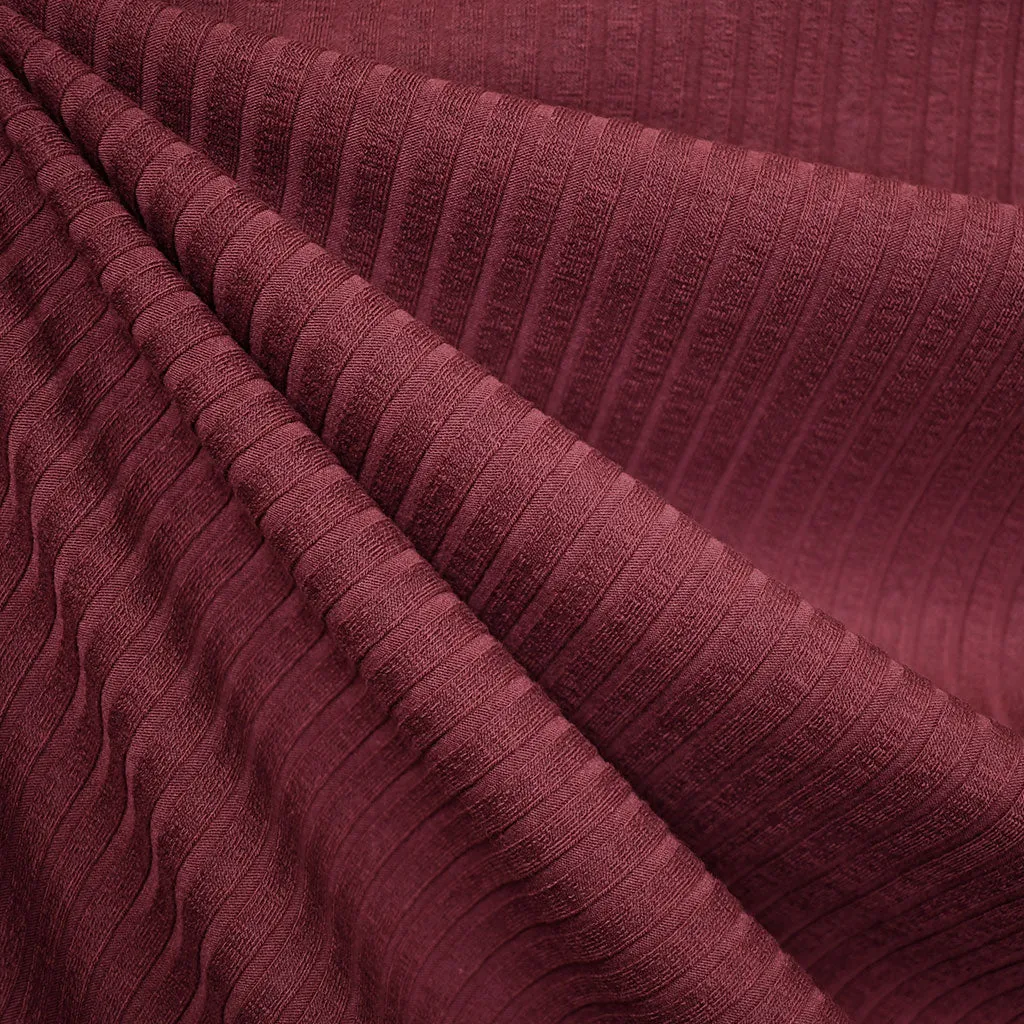 Designer Wide Rib Jersey Knit Wine SY
