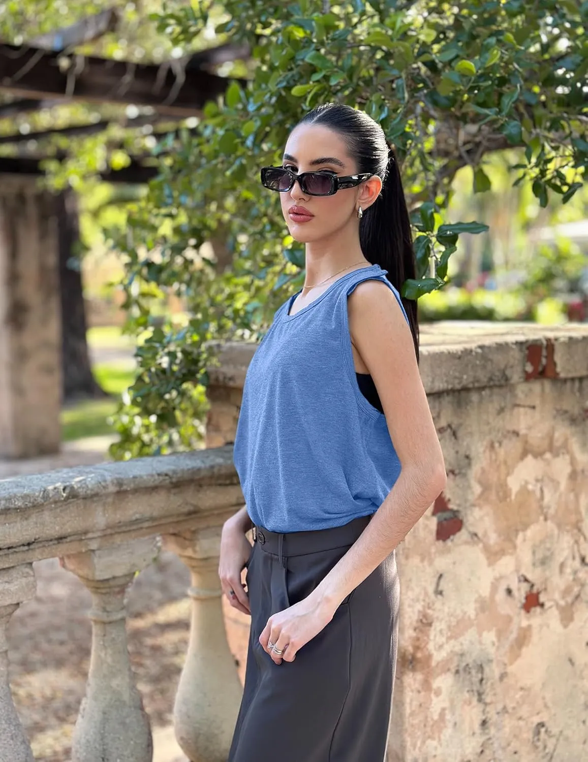 Deyeek Post Shoulder Surgery Shirts for Women Tear Away Snap Button Rotator Cuff Shirt Mastectomy Chemo Port Access Tank Tops