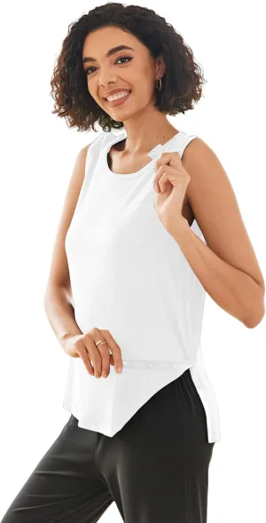 Deyeek Post Shoulder Surgery Shirts for Women Tear Away Snap Button Rotator Cuff Shirt Mastectomy Chemo Port Access Tank Tops