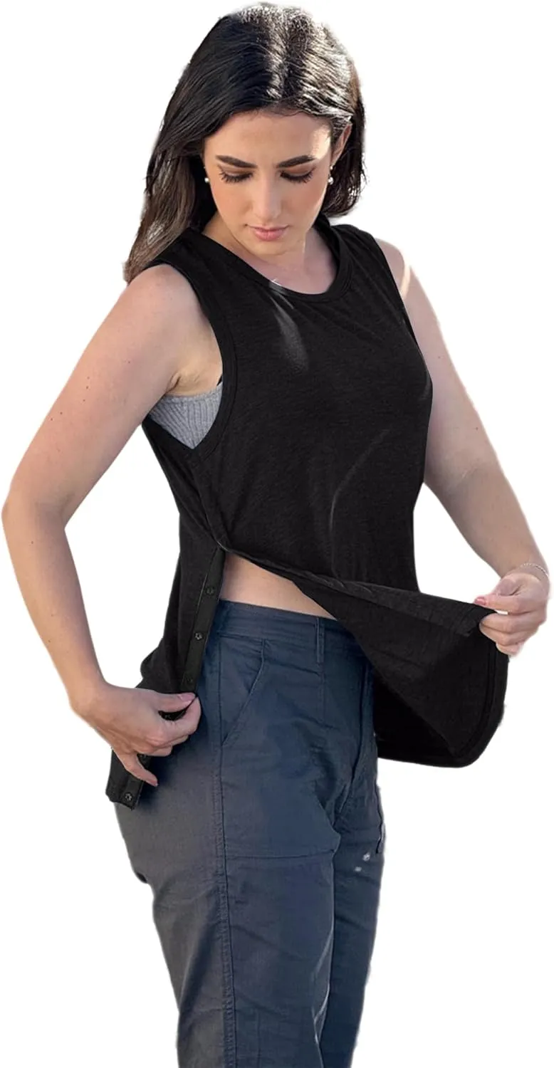 Deyeek Post Shoulder Surgery Shirts for Women Tear Away Snap Button Rotator Cuff Shirt Mastectomy Chemo Port Access Tank Tops