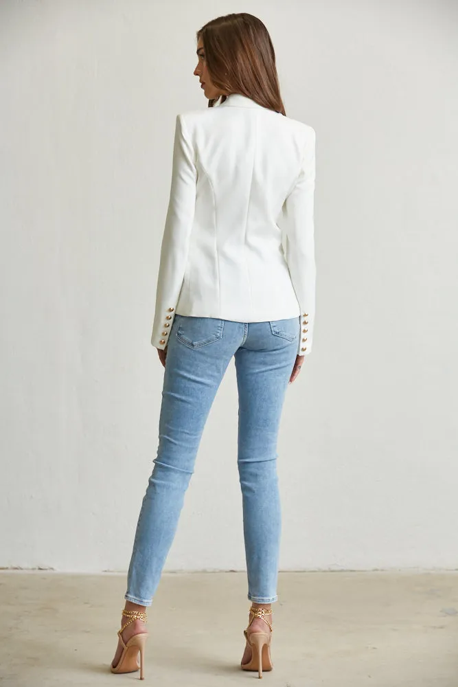 Elegant Gold Button Blazer