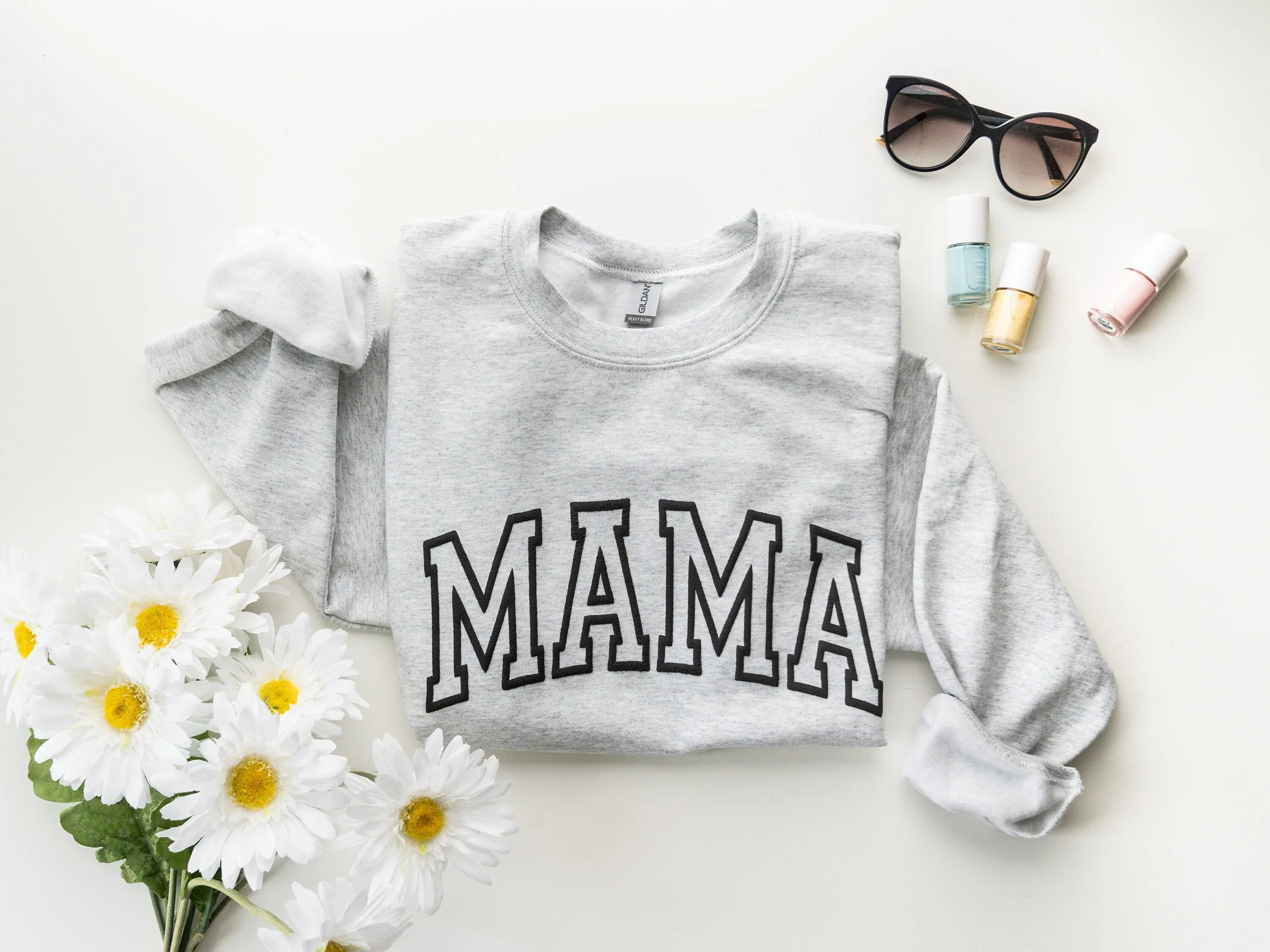 Embossed Mama Varsity Letters Sweatshirt