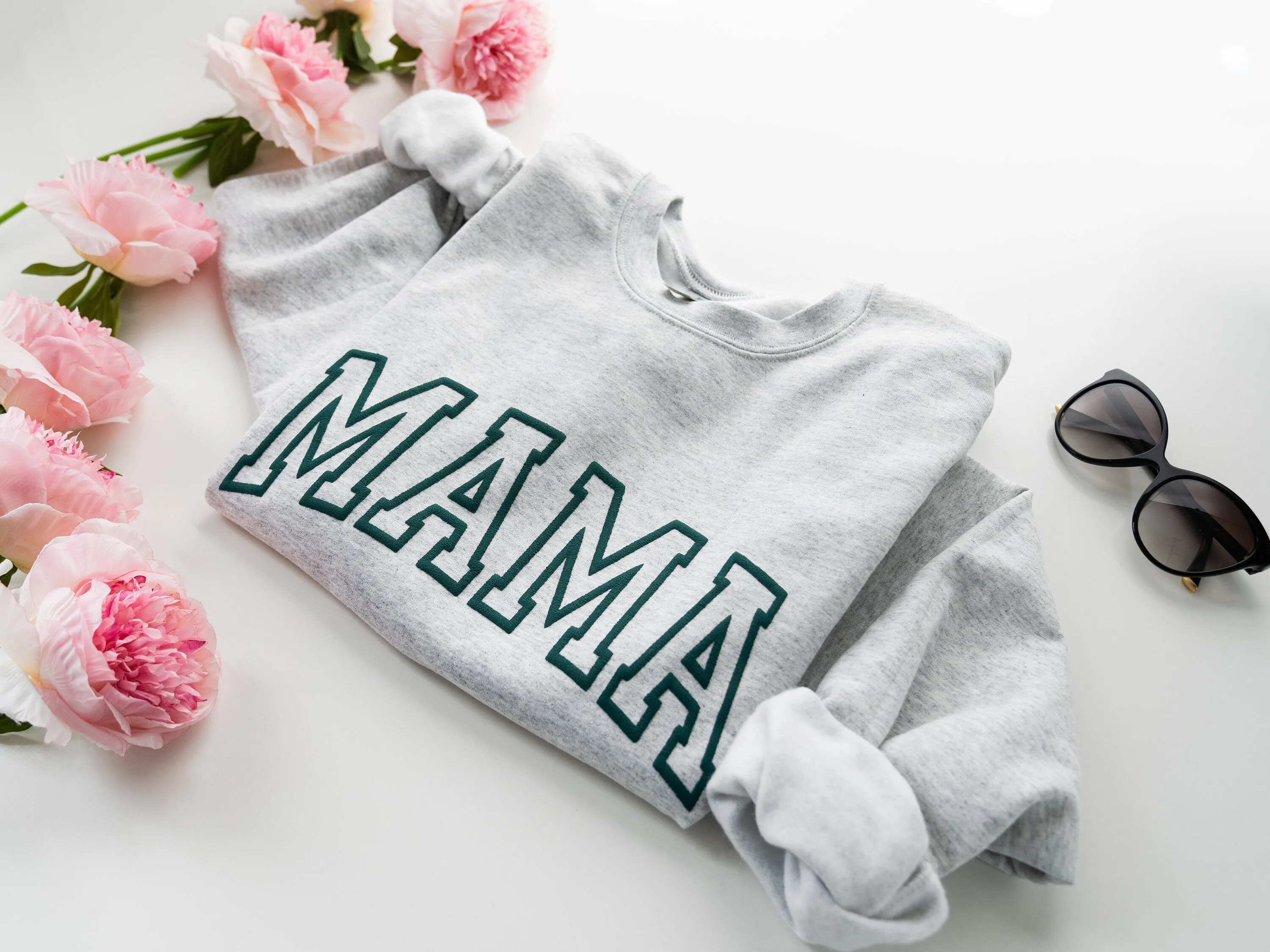 Embossed Mama Varsity Letters Sweatshirt