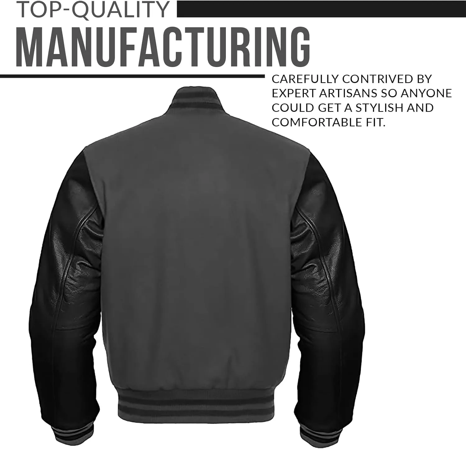 ESTEK Letterman Jackets Premium men's Varsity Jacket for School College Baseball Bomber Jacket with Genuine Leather Sleeves