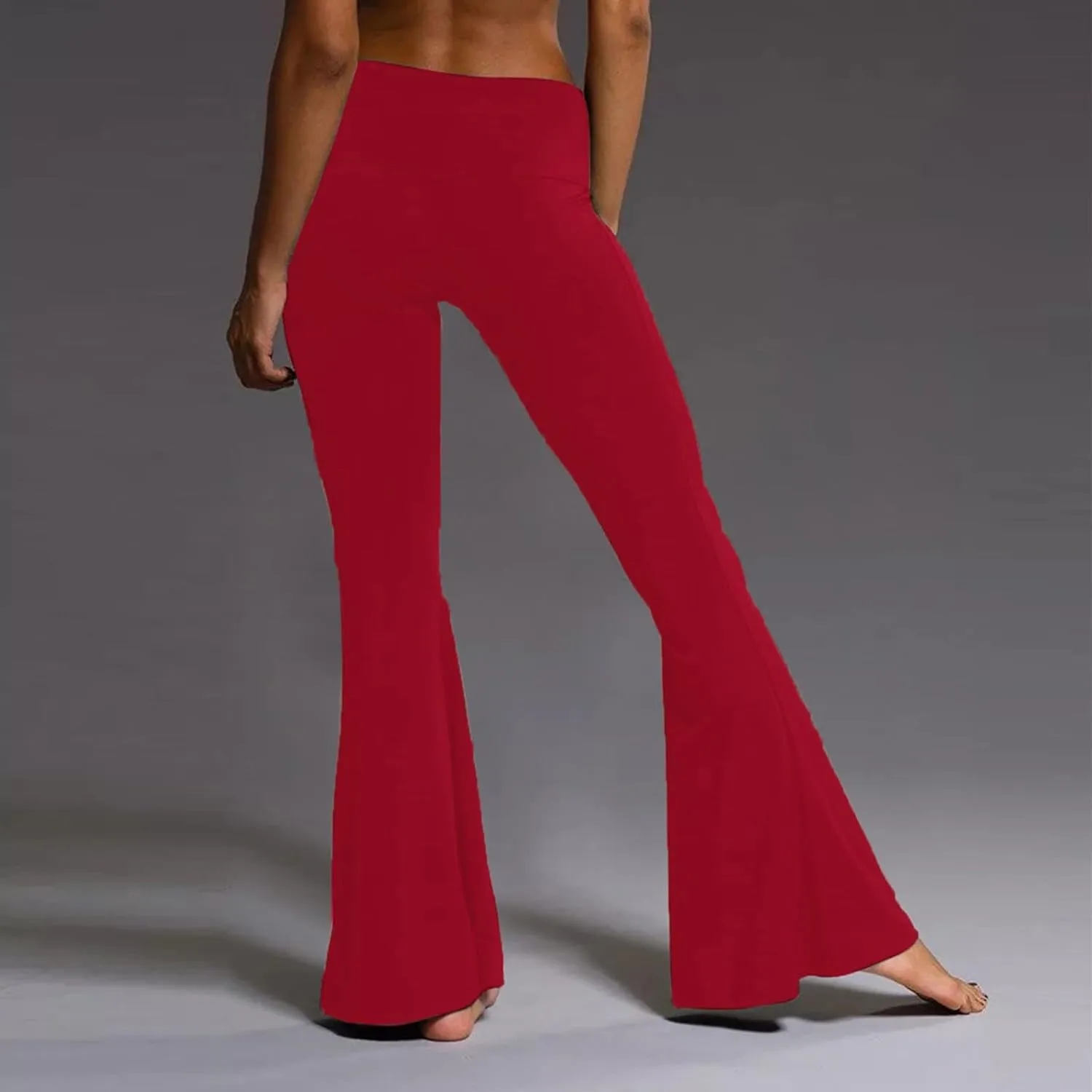 Flare Leggings With Pockets For Women High Waist Casual Workout Bell Bottom Pant Soft Yoga Wide Leg Bootcut Trouser