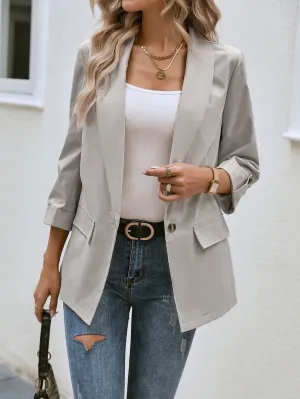 Frenchy Shawl Collar Single Button Blazer