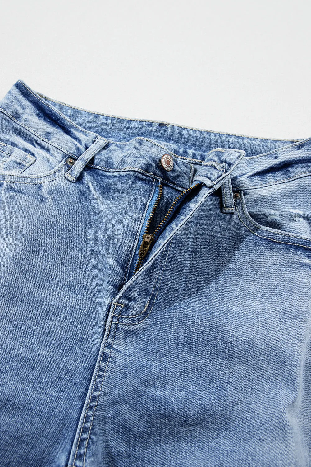 Giana High Rise Distressed Straight Leg Jeans by Threaded Pear