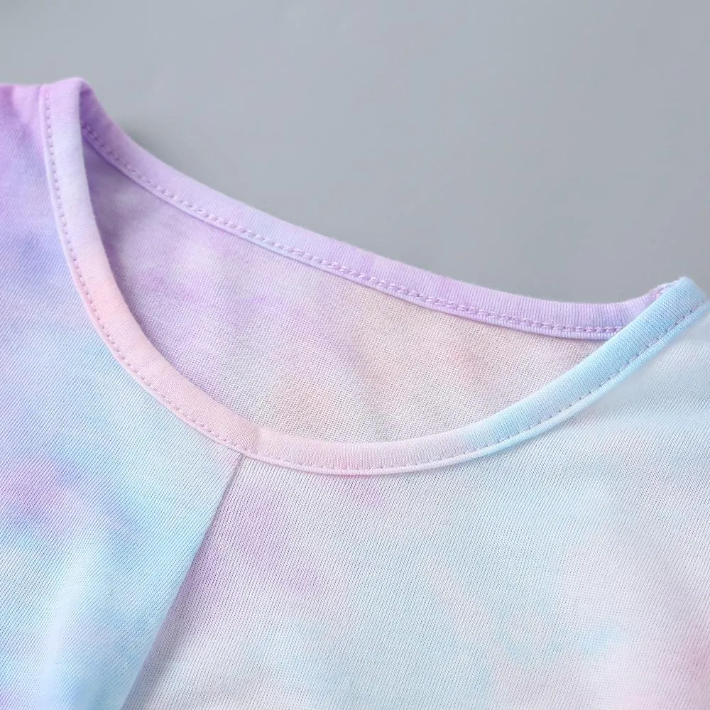 Girls Soft Tie-dye Short Sleeve Top & Pants