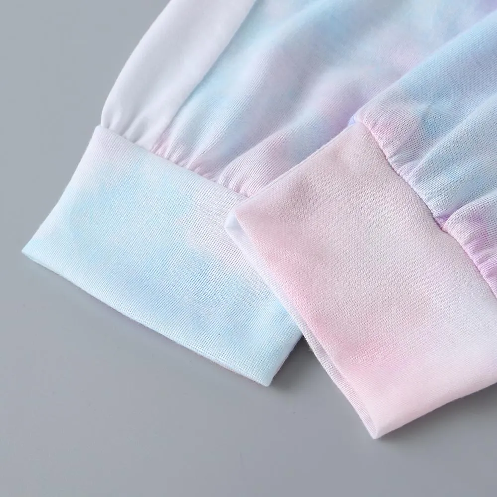 Girls Soft Tie-dye Short Sleeve Top & Pants