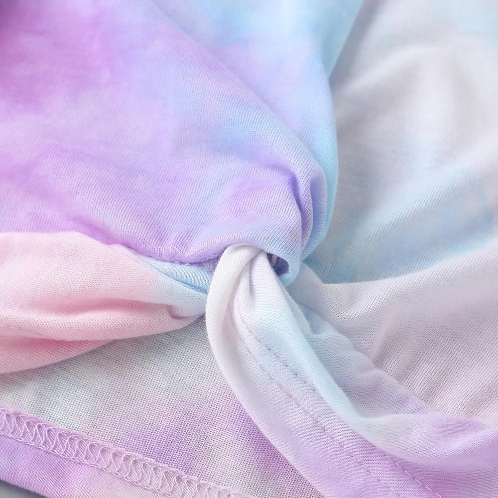 Girls Soft Tie-dye Short Sleeve Top & Pants