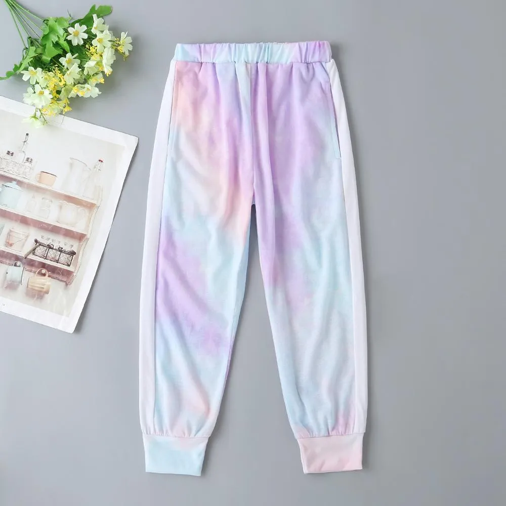 Girls Soft Tie-dye Short Sleeve Top & Pants