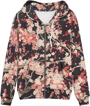 GLUDEAR Women Novelty Graphic Print Zip Up Hoodies Long Sleeve Hooded Sweatshirts Oversized Casual Jackets with Pocket XS-5XL