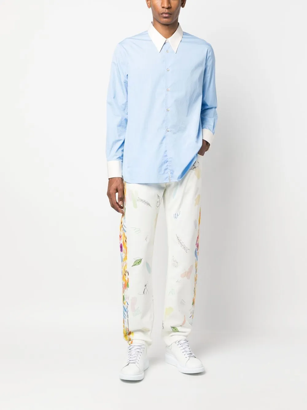 graphic-print straight-leg jeans