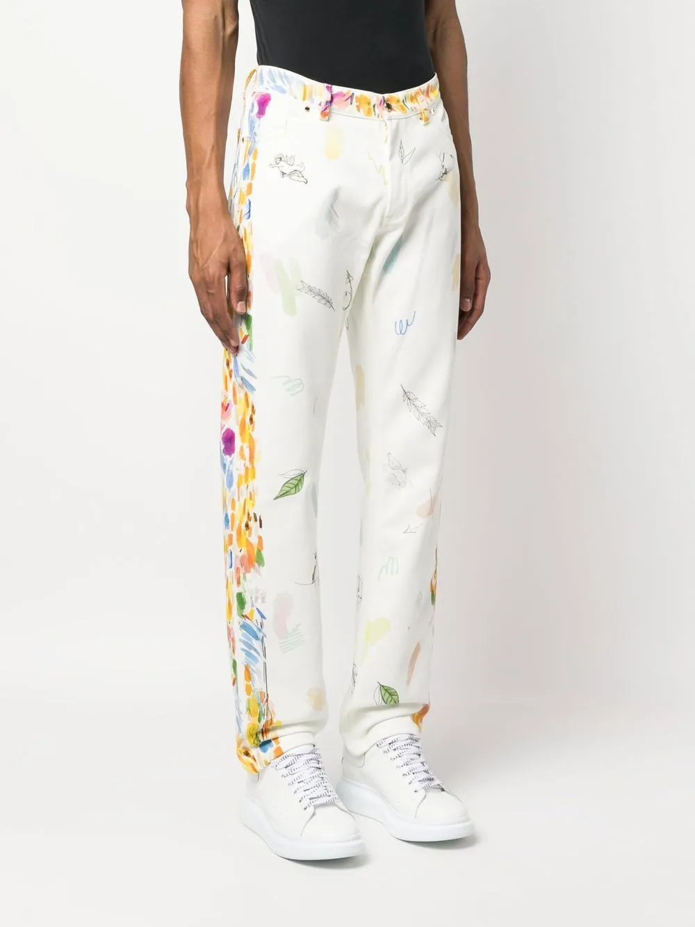 graphic-print straight-leg jeans
