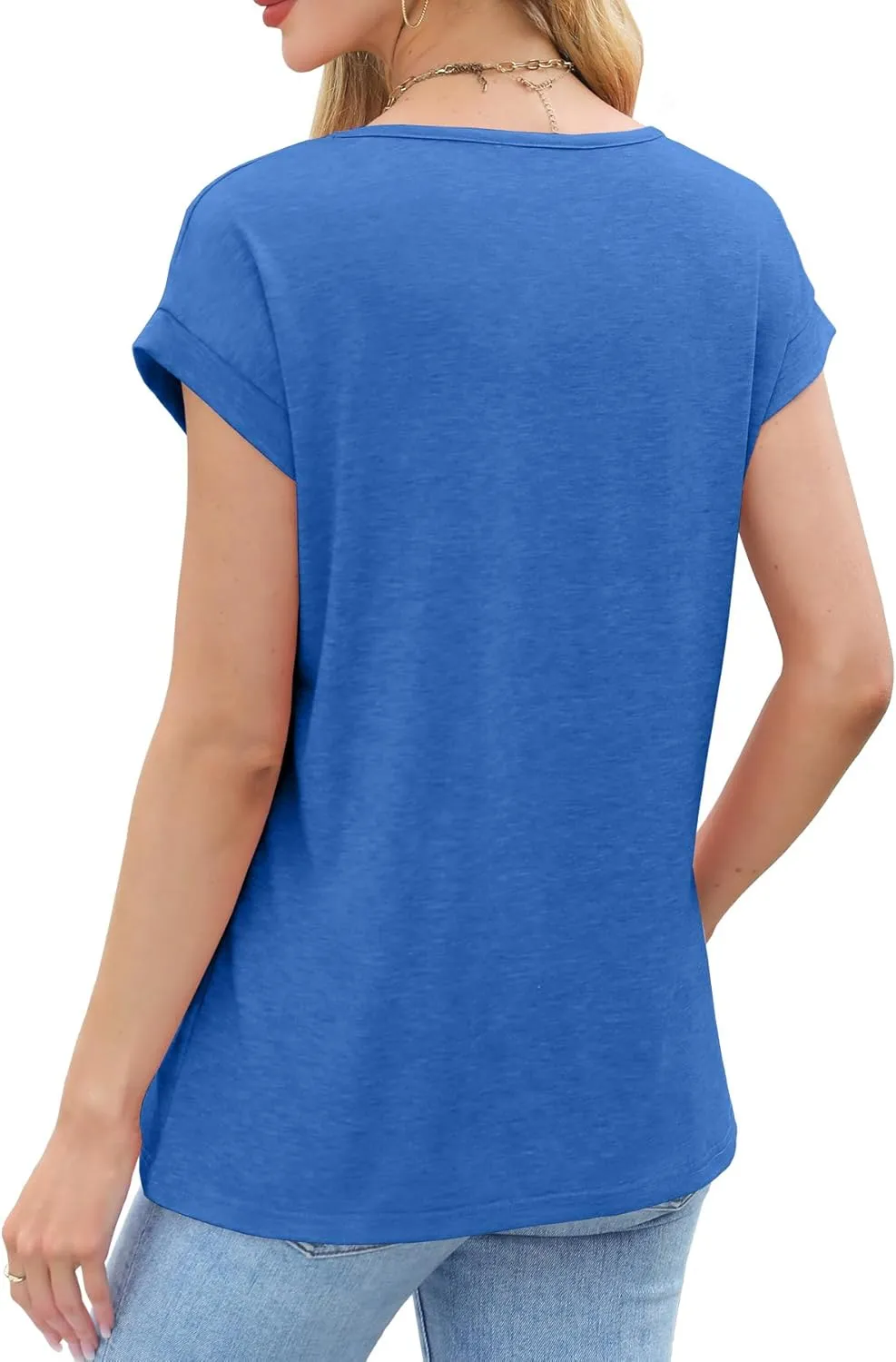 JomeDesign Womens Summer Tops Short Sleeve Shirts V Neck Tshirts Loose Casual Tunic Blouses Criss Cross Tees