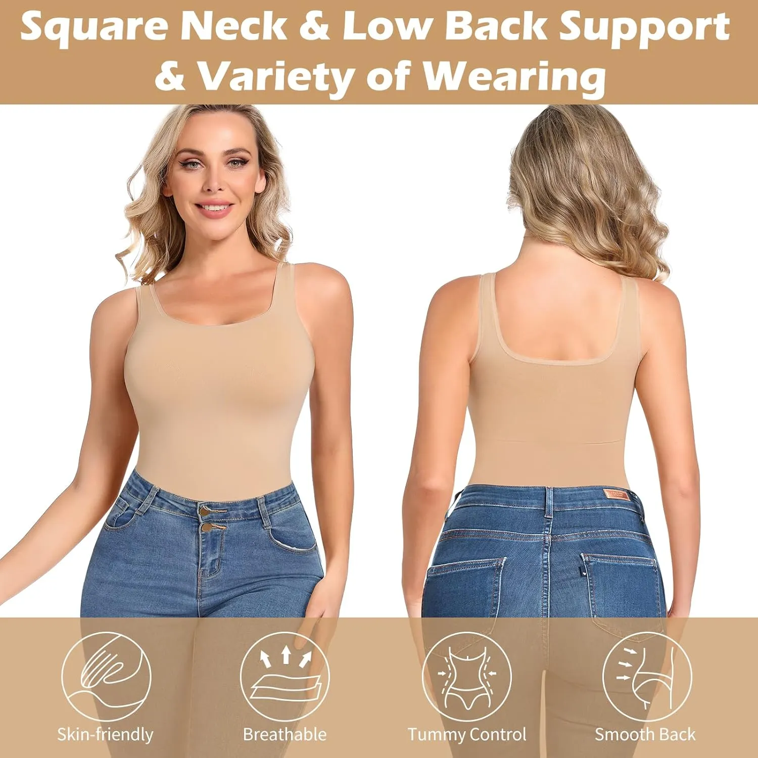 JOYSHAPER Tummy Control Shapewear Tops for Women Shaper Cami Seamless Body Shaper Tank Top Compression Body Slimming camisole