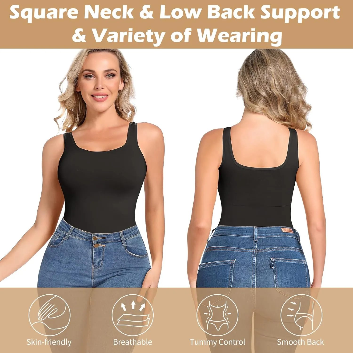 JOYSHAPER Tummy Control Shapewear Tops for Women Shaper Cami Seamless Body Shaper Tank Top Compression Body Slimming camisole