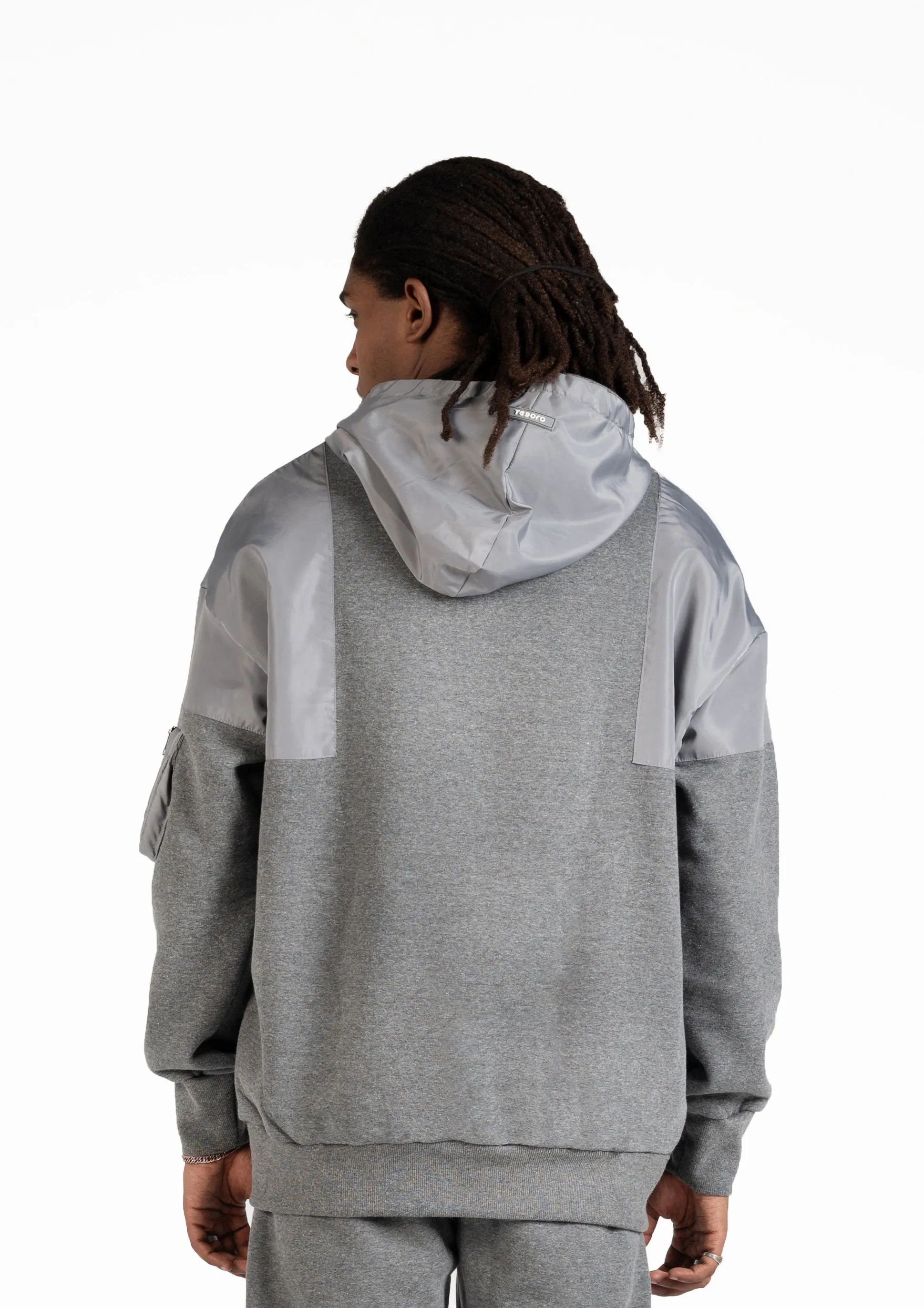 L-Gray Waterproof Hoodie Zipper pocket .