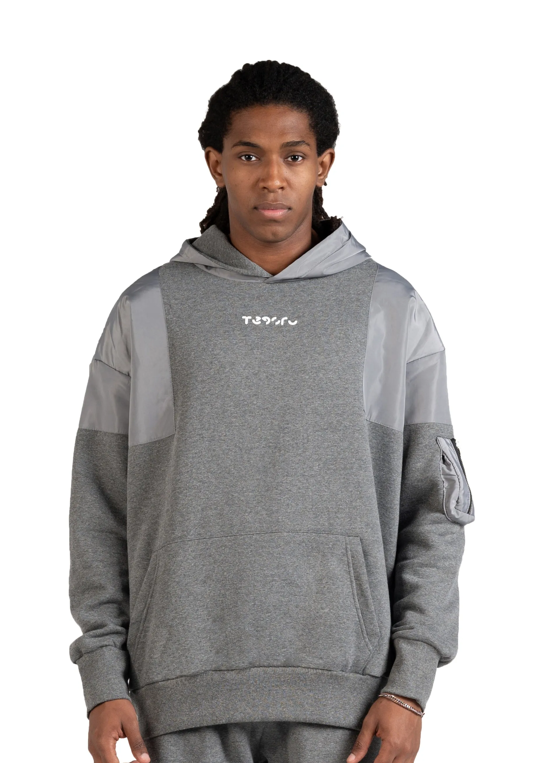 L-Gray Waterproof Hoodie Zipper pocket .