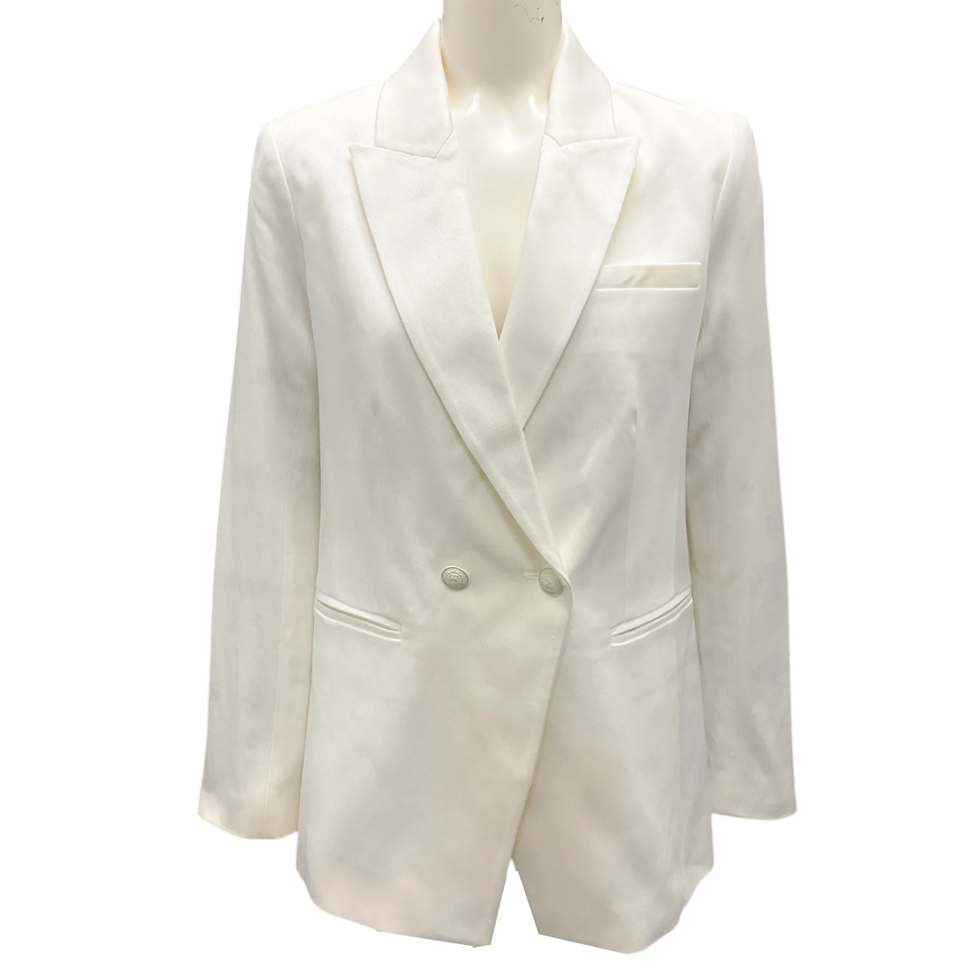 L'Agence Ivory Nellie Oversized Double-Breasted Blazer