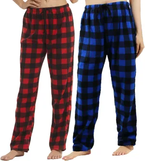 LANBAOSI Christmas Pajama Pants for Women Fuzzy Pack Long Fleece Buffalo Plaid Pj Bottoms Soft Drawstring Lounge Sleepwear