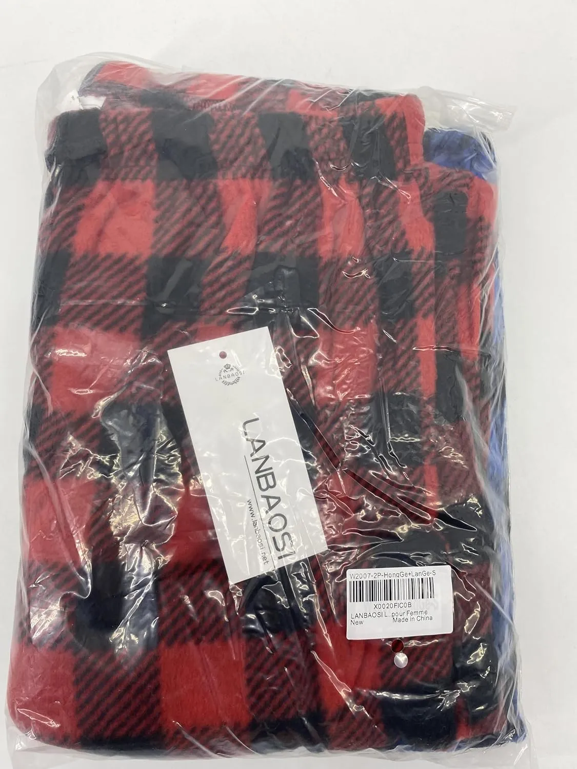 LANBAOSI Christmas Pajama Pants for Women Fuzzy Pack Long Fleece Buffalo Plaid Pj Bottoms Soft Drawstring Lounge Sleepwear