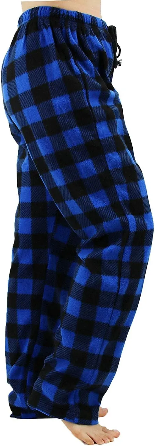 LANBAOSI Christmas Pajama Pants for Women Fuzzy Pack Long Fleece Buffalo Plaid Pj Bottoms Soft Drawstring Lounge Sleepwear