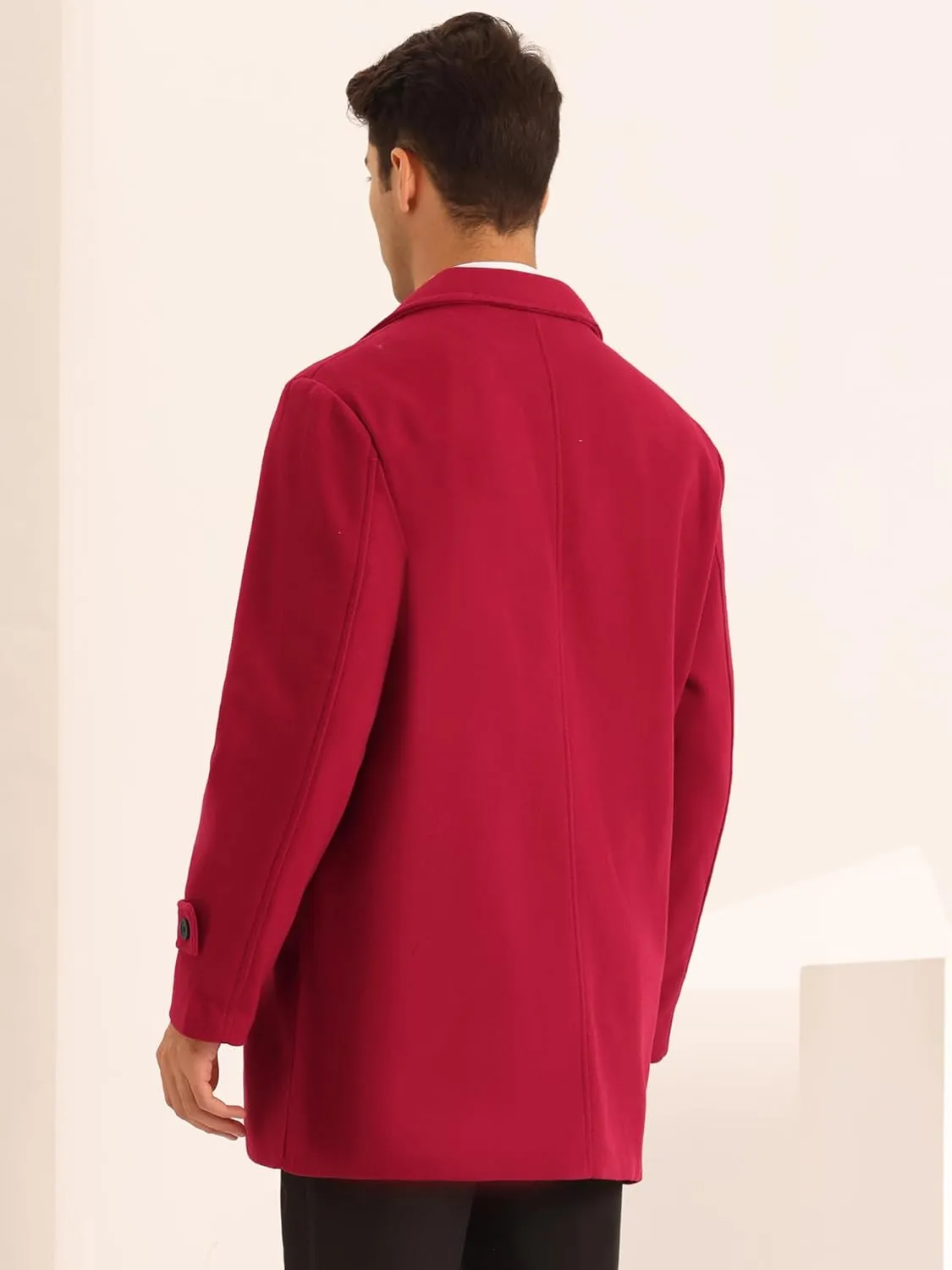 Lars Amadeus Formal Overcoat for Men's Notched Lapel Solid Color Double Breasted Trench Coat