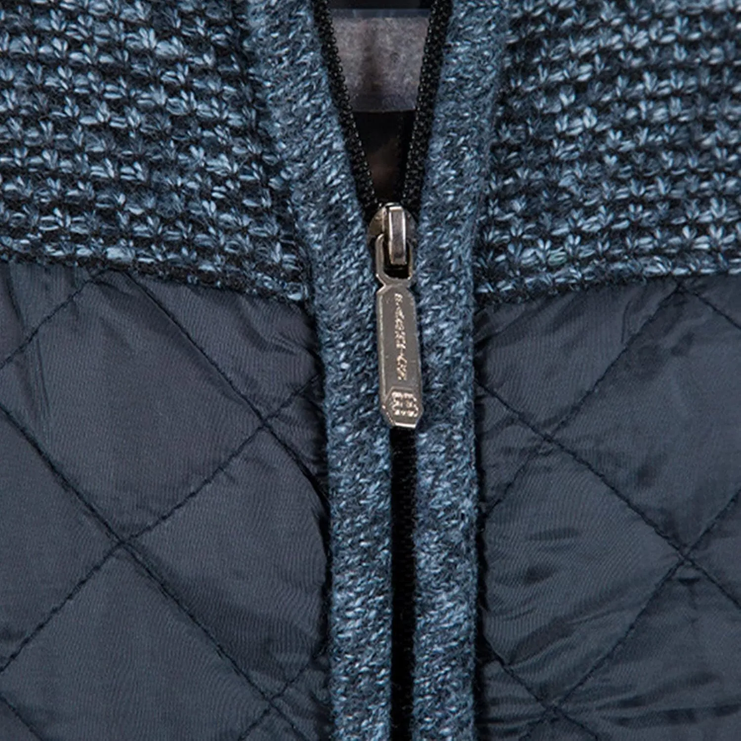 LCMTWX Men's Thick Thermal Winter Jacket Stand Collar Knitted Splice Sweater Coat Casual Cardigan Stylish Mens Puffer