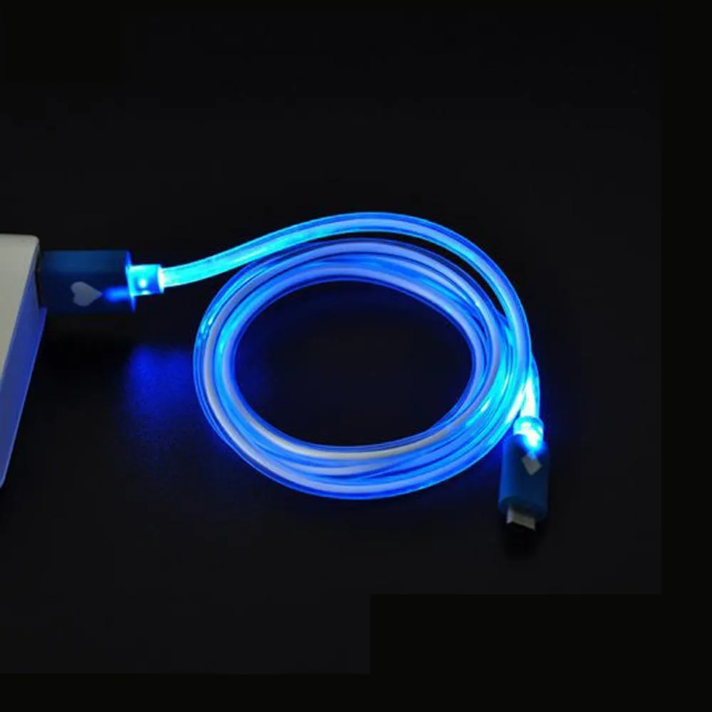 LED USB Cable - LED Flowing Visible Light Up Luminescent Smart Charge