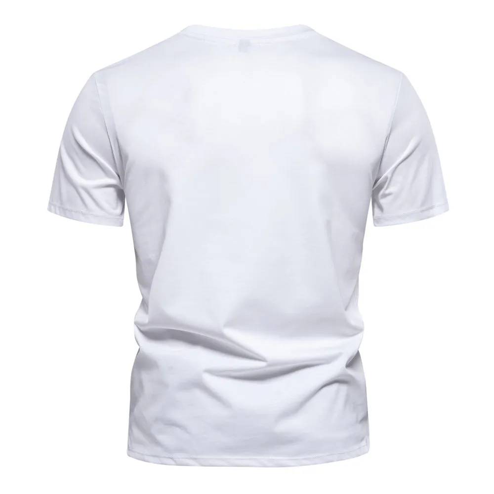 Loookus - Men's Embroidered Slim-fit Short-Sleeved Casual High-quality trendy T-shirt