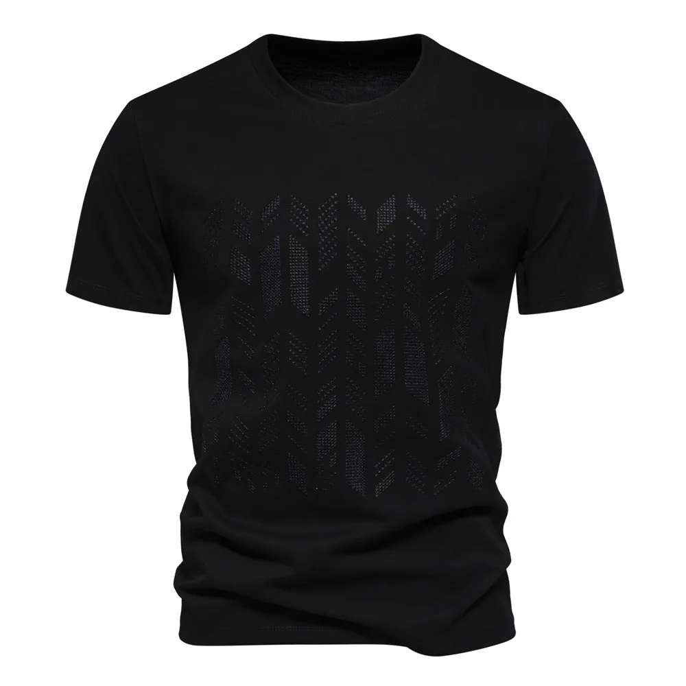 Loookus - Men's Embroidered Slim-fit Short-Sleeved Casual High-quality trendy T-shirt