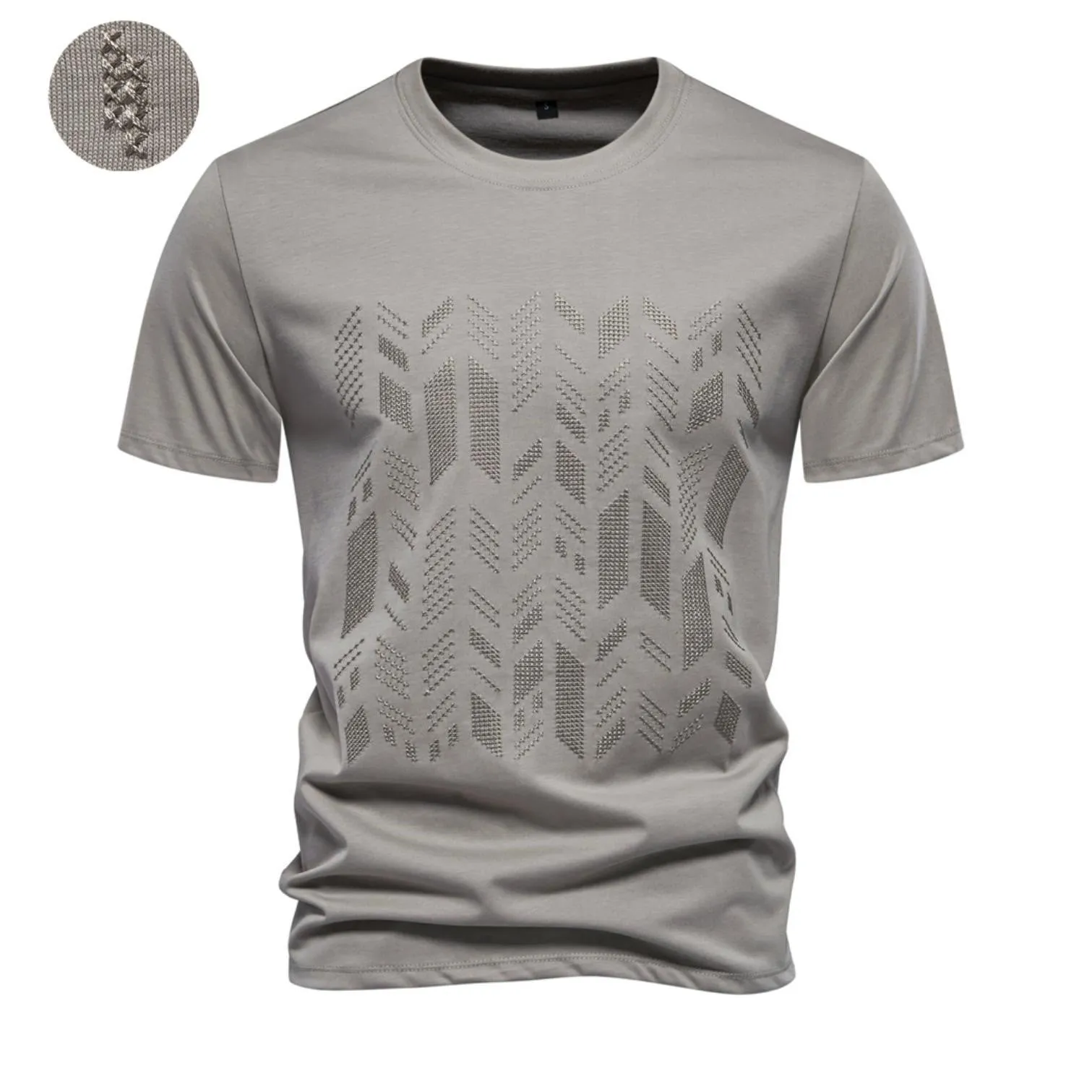 Loookus - Men's Embroidered Slim-fit Short-Sleeved Casual High-quality trendy T-shirt