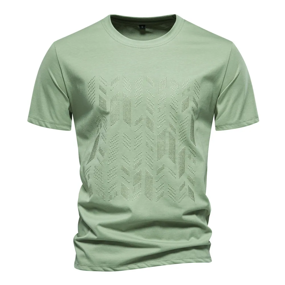 Loookus - Men's Embroidered Slim-fit Short-Sleeved Casual High-quality trendy T-shirt