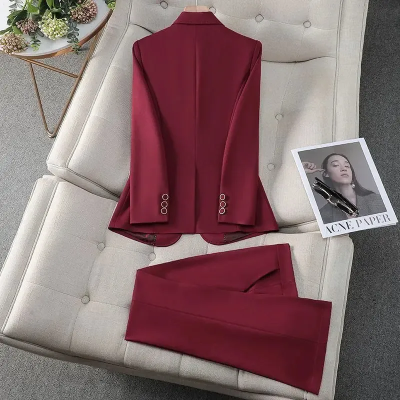 LVSANW Women 2024 Autumn New Fashion Professional Suit Two-piece Korean Elegant Casual Blazers Jacket Pants Matching Set Female Clothes