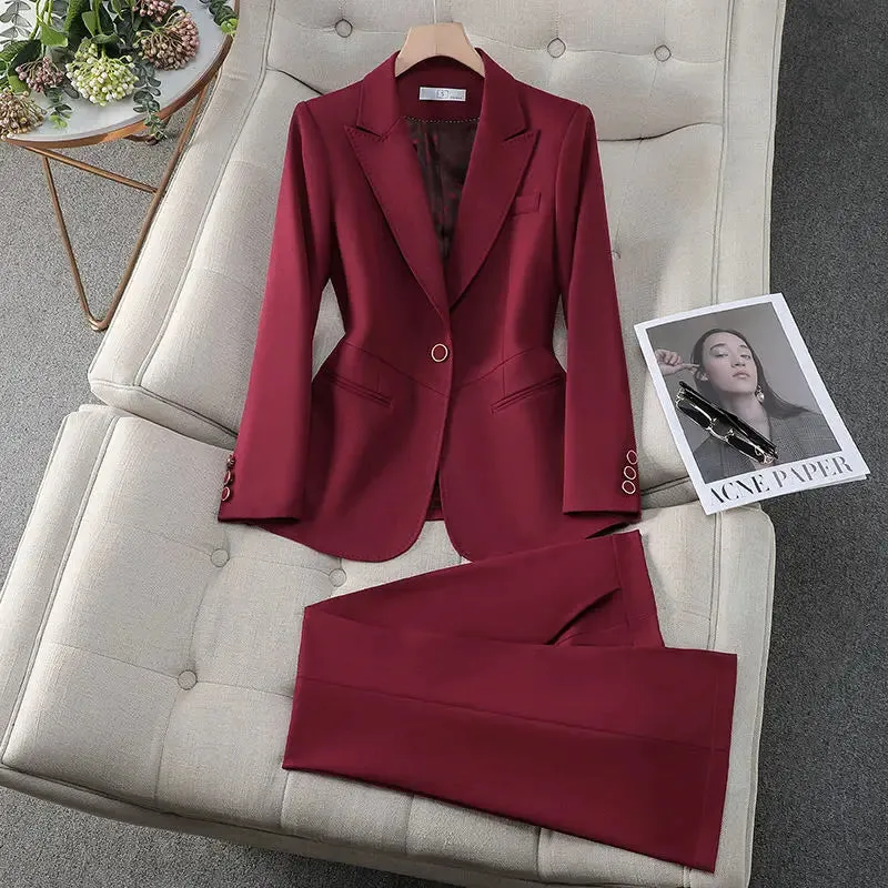 LVSANW Women 2024 Autumn New Fashion Professional Suit Two-piece Korean Elegant Casual Blazers Jacket Pants Matching Set Female Clothes