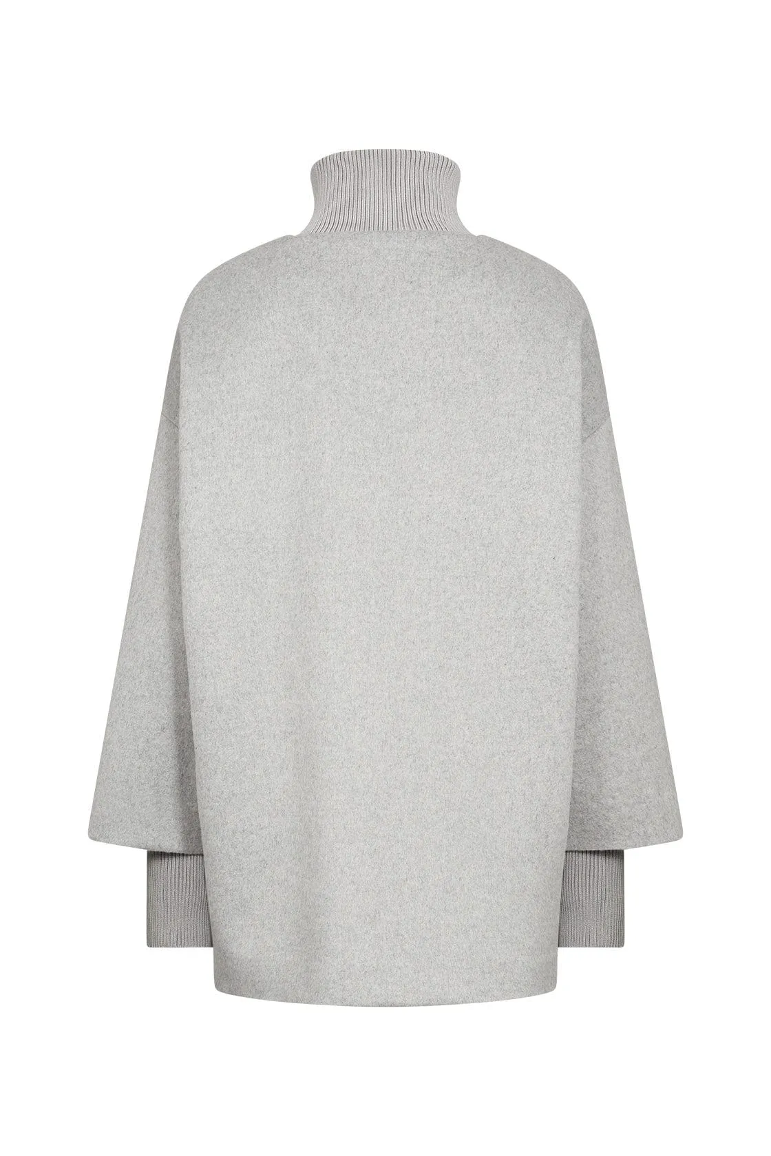 Madelon Longline Wool Blend Jacket - Light Grey Melange