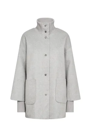 Madelon Longline Wool Blend Jacket - Light Grey Melange