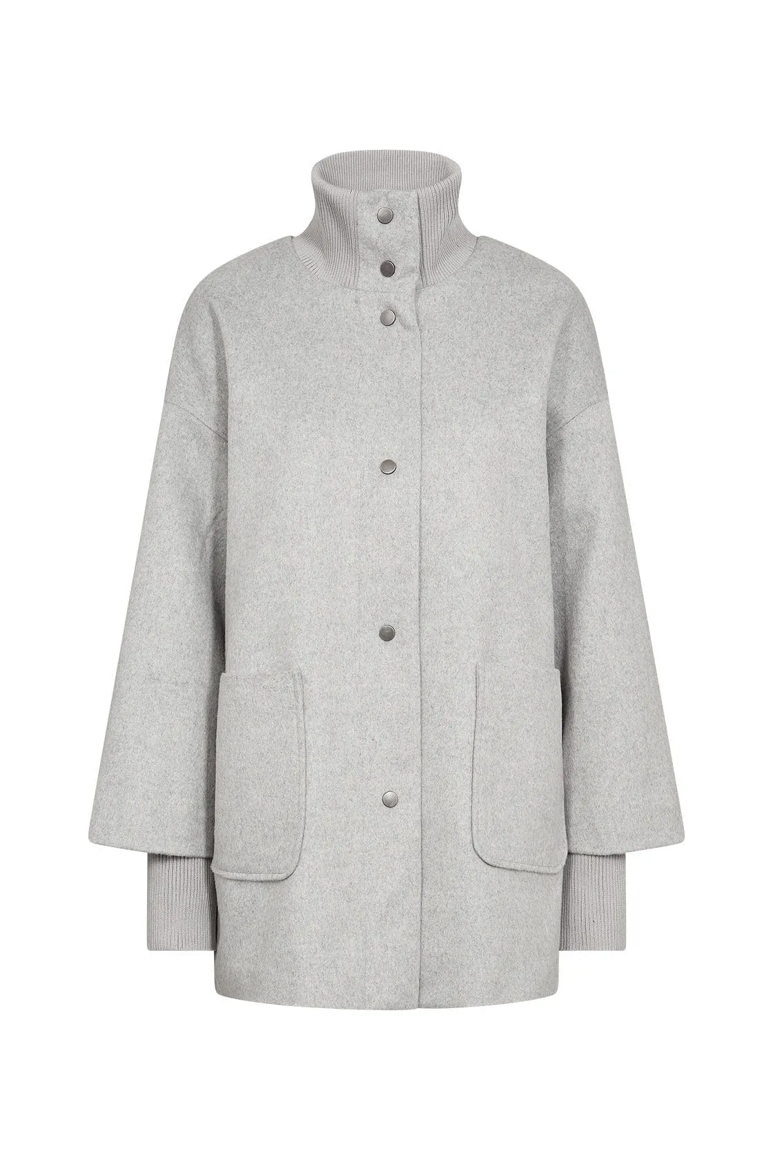 Madelon Longline Wool Blend Jacket - Light Grey Melange