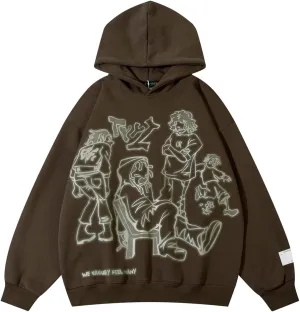 MAEHARRT Women Y2K Oversized Fashion Carton Hoodie Goth Harajuku grunge Streetwear Casual Sweatshirts