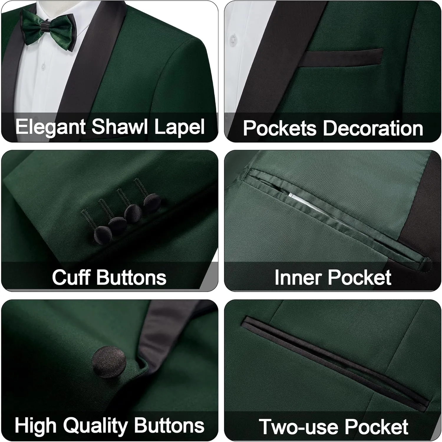 MAGE MALE Mens Tuxedo Jacket Shawl Lapel Suit Jacket Slim Fit Blazer Jacket for Dinner,Prom,Wedding