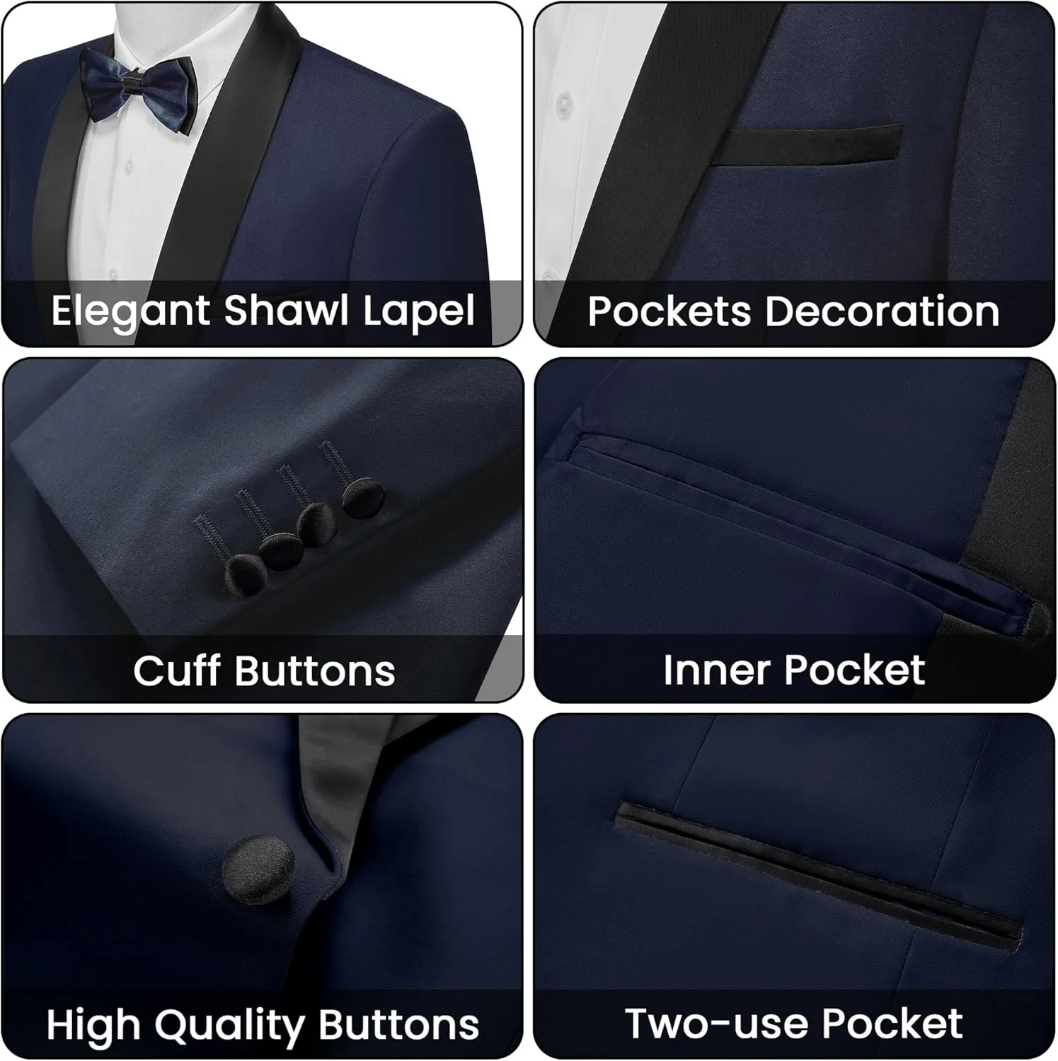 MAGE MALE Mens Tuxedo Jacket Shawl Lapel Suit Jacket Slim Fit Blazer Jacket for Dinner,Prom,Wedding