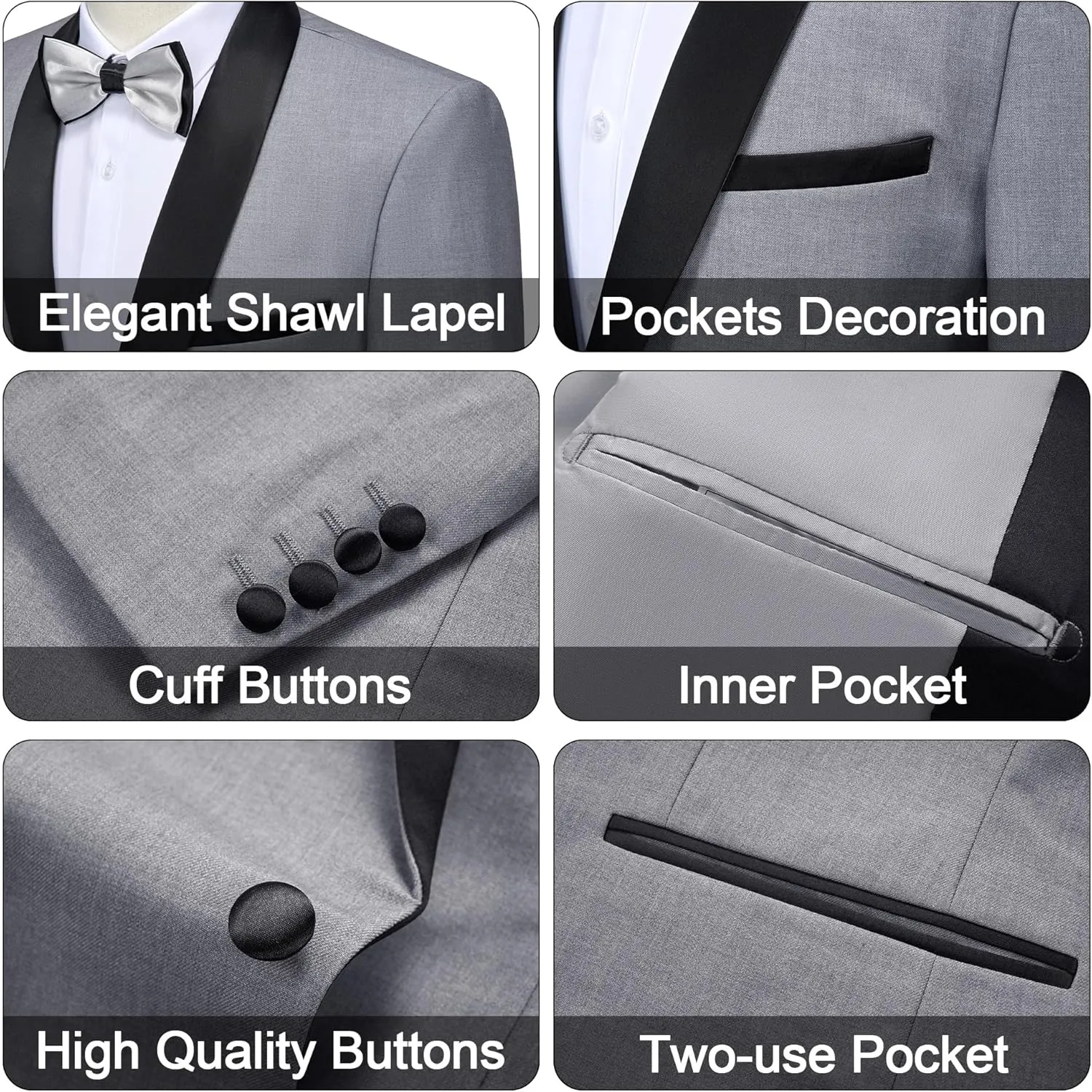 MAGE MALE Mens Tuxedo Jacket Shawl Lapel Suit Jacket Slim Fit Blazer Jacket for Dinner,Prom,Wedding