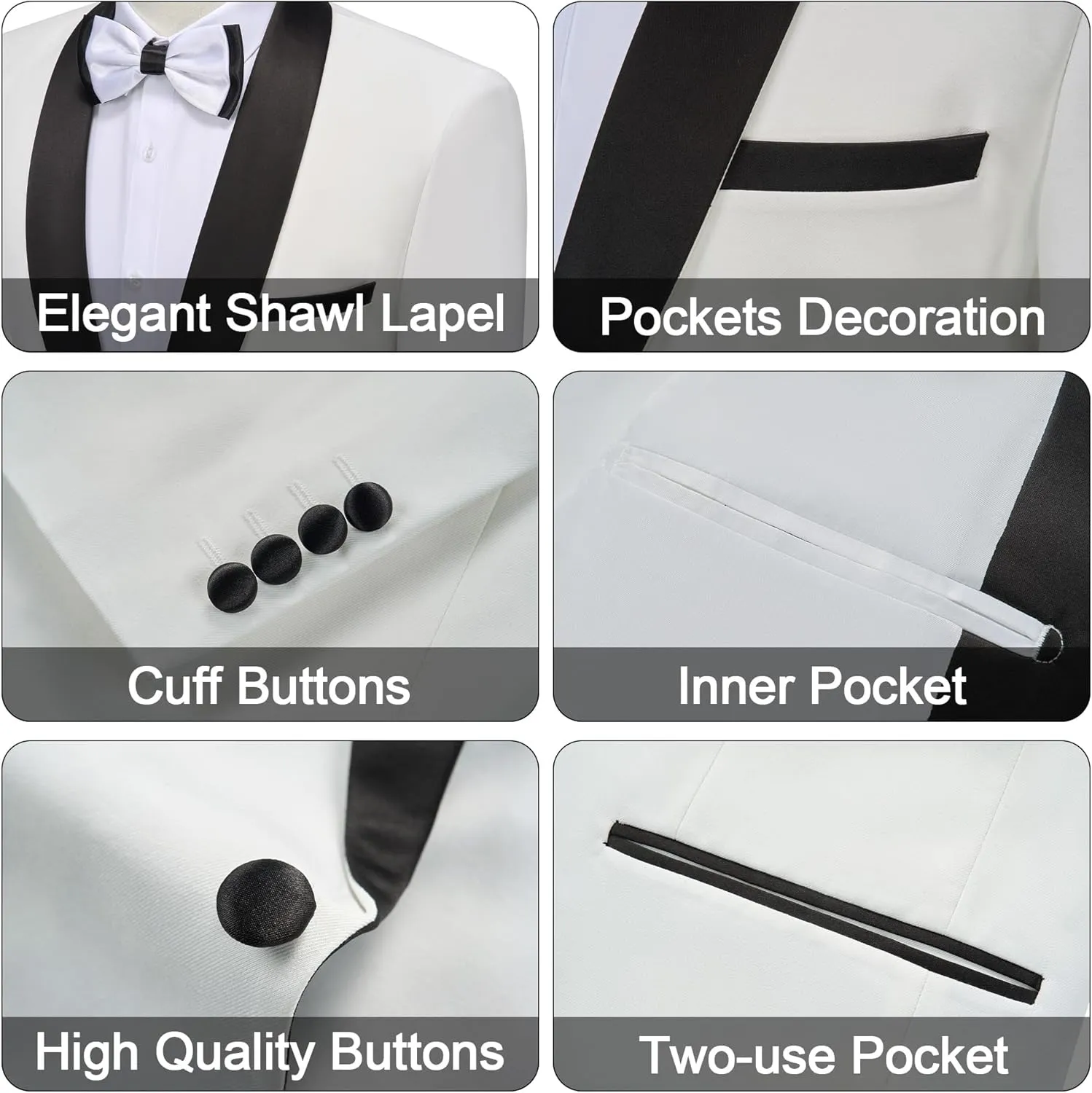 MAGE MALE Mens Tuxedo Jacket Shawl Lapel Suit Jacket Slim Fit Blazer Jacket for Dinner,Prom,Wedding